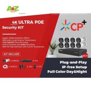 CP+ 4 Channel Camera Kit 5MP Color Night Vision, 1TB HDD